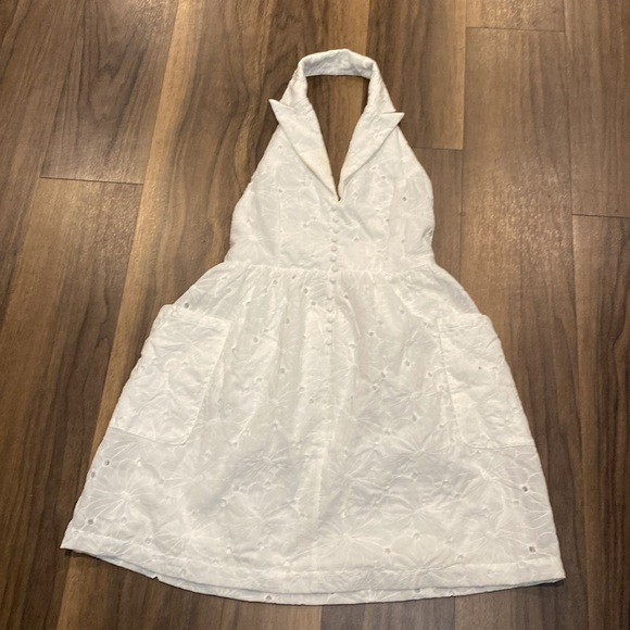 TCEC White Eyelet Halter Mini Women's Dress L - Picture 2 of 11